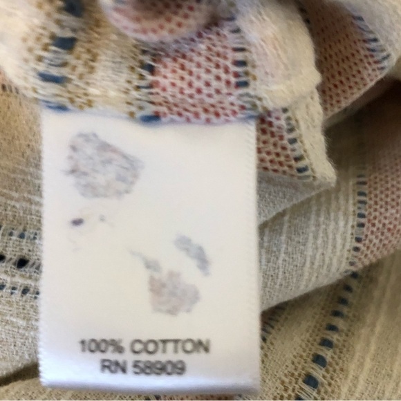 ROWM Stripe 100% Cotton Button Up Shirt Light Beach Woven Fabric Size: XL - Picture 11 of 11